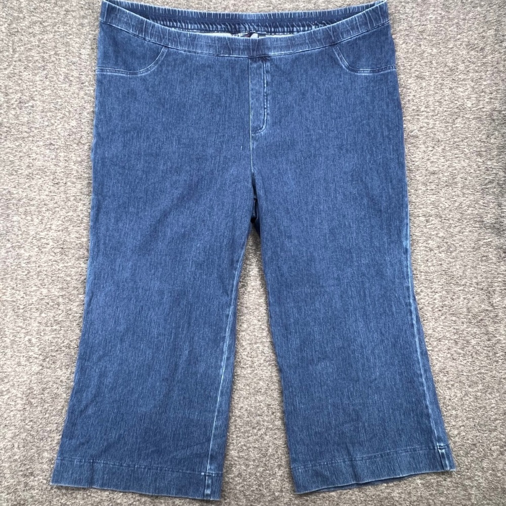 Isaac Mizrahi Live Womens Blue Denim Pull On Crop Wide Leg Jeans Size‎ 30WT